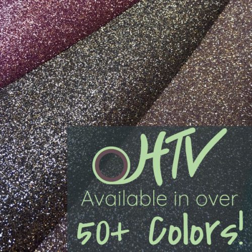 The store image for GlitterFlex® Ultra- it shows three rolls of GlitterFlex® Ultra and advertises there are over 50 colors of GlitterFlex® Ultra HTV