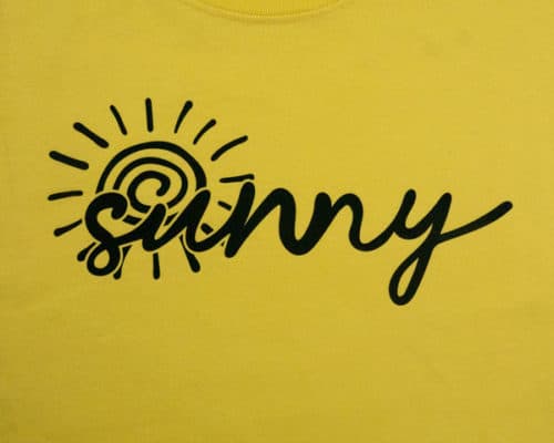 The sunny cut file on a shirt made with Black ThermoFlex® Plus