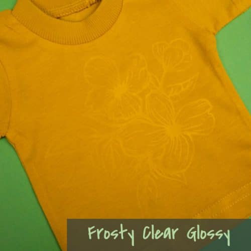 A shirt with flowers made with Glossy ThermoFlex® Plus Frosty Clear™