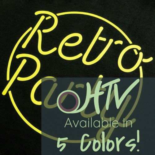The store image for ThermoFlex® Turbo Neon- it shows a design that reads "Retro Party" and advertises there are 5 colors of ThermoFlex® Turbo Neon HTV