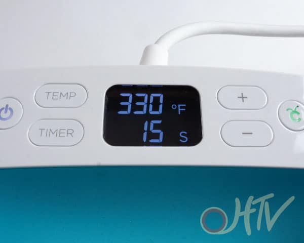 A close up of the temperature needed for the ThermoFlex Plus, which is 330 degrees Fahrenheit and 15 seconds