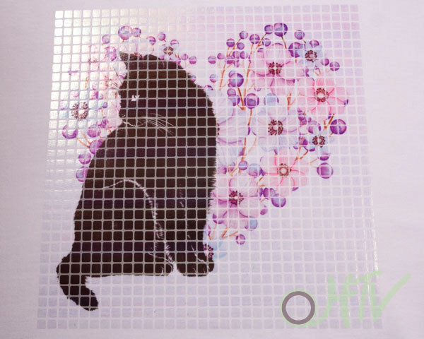 Sublimated DesignFilm™ with an image of a black cat and flowers
