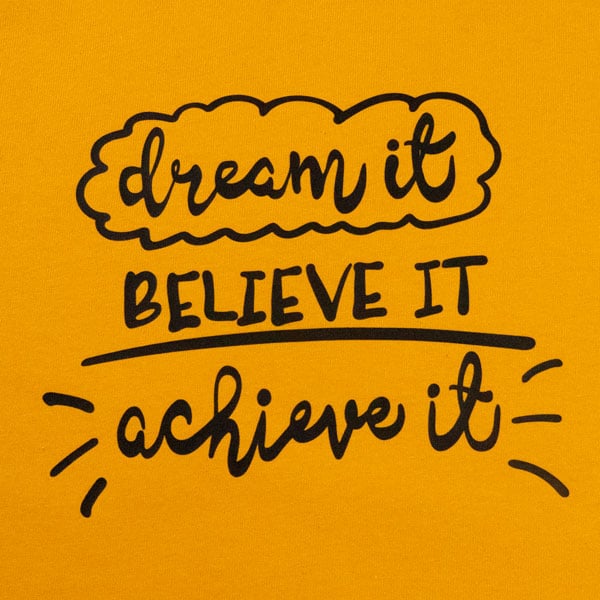 Our "dream it believe it achieve it" cut file in Black ThermoFlex® Plus