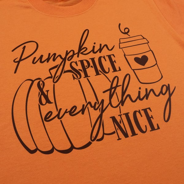 A shirt pressed with Light Brown ThermoFlex® Plus in our Pumpkin Spice cut file