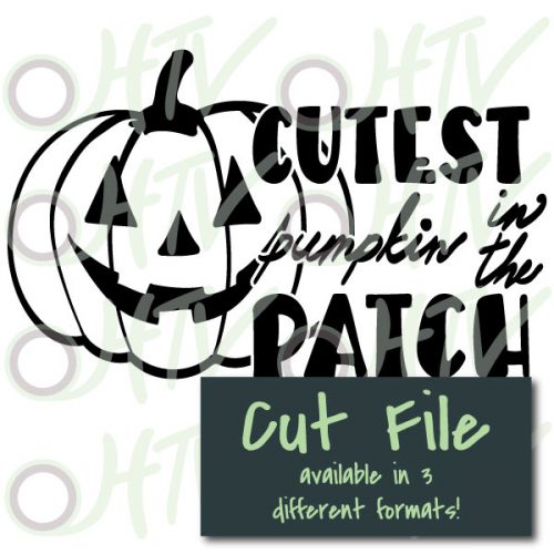 The store image for the Cutest Pumpkin in the Patch cut file- this cut file is available in PNG, SVG, and Studio3 formats