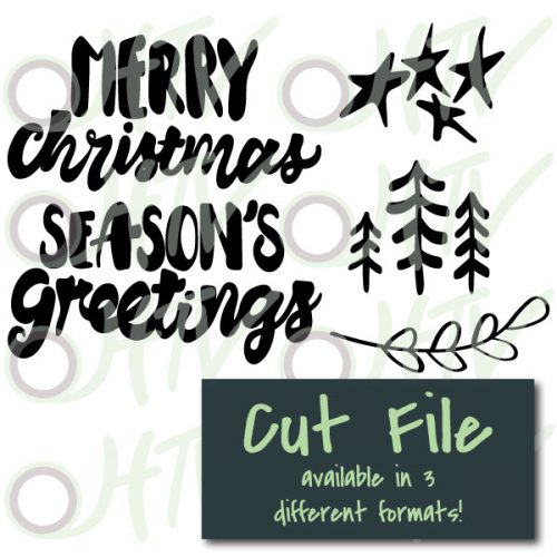 The store image for the Christmas Pack cut file- this cut file is available in PNG, SVG, and Studio3 formats