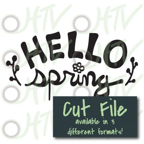 The store image for the Hello Spring cut file- this cut file is available in PNG, SVG, and Studio3 formats